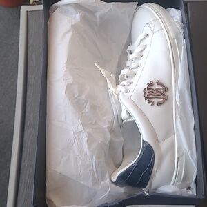 Roberto Cavalli Men"s White 2tone Leather Lining Round TopMade In ITaly10 1/2